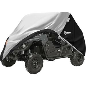 JUSTHUNDER UTV Cover Heavy Duty - All-Weather Protection Side by Side Cover 300D UTV Cover 4-6 Seater Compatible with Polaris Ranger RZR Can Am Defender Commander Rhino Pioneer Kawasaki Mule Teryx