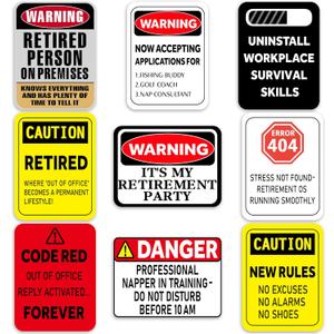2 x Happy Retirement Party Decorations - 9PCS Signs, Retirement Gifts for Women & Men, Table Centerpieces Yellow Caution Logos on Door Windows Yard Garden Warning Retired Person On Premises Sign