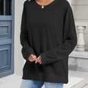 CHICGAL Sweatshirt for Women Long Sleeve Shirts Crewneck Color Block Loose Fit Pullover Fall Tops (Black, XL)