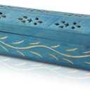 Wooden Incense Stick & Cone Burner Holder Coffin with Storage Compartment Organic Eco Friendly Ash Catcher Agarbatti Holder Rustic Style for Meditation Yoga Aromatherapy Home Fragrance Products