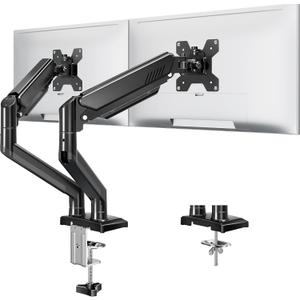 Dual Monitor Stand fits up to 32 inch, 4.4-22 lbs Computer Screens, Dual Monitor Desk Mount Height Adjustable, Monitor Arms for 2 Monitors, Home Office VESA Mounts, Freelift Black