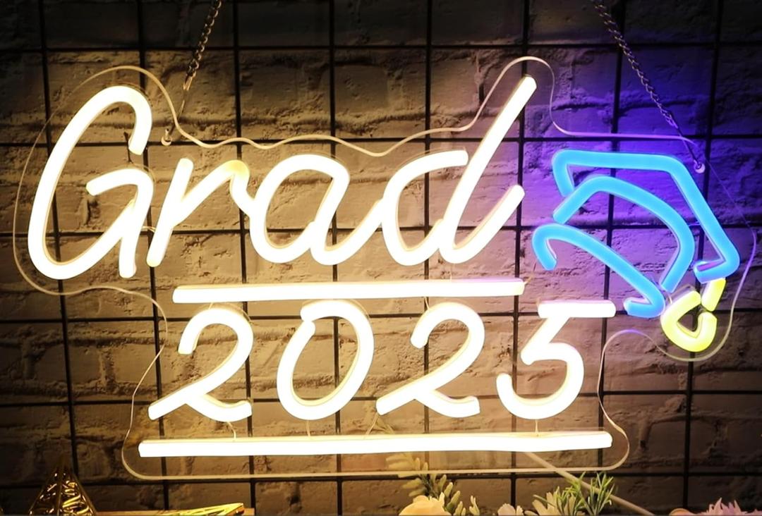 HMASYO Congrats Grad Neon Sign with Cap, Graduation Decorations 2025 Congrats Led Sign Wall Decor Class of 2025 Party Room Dorm Backdrop Celebration Gifts, Warm White, USB Powered, Dimmable