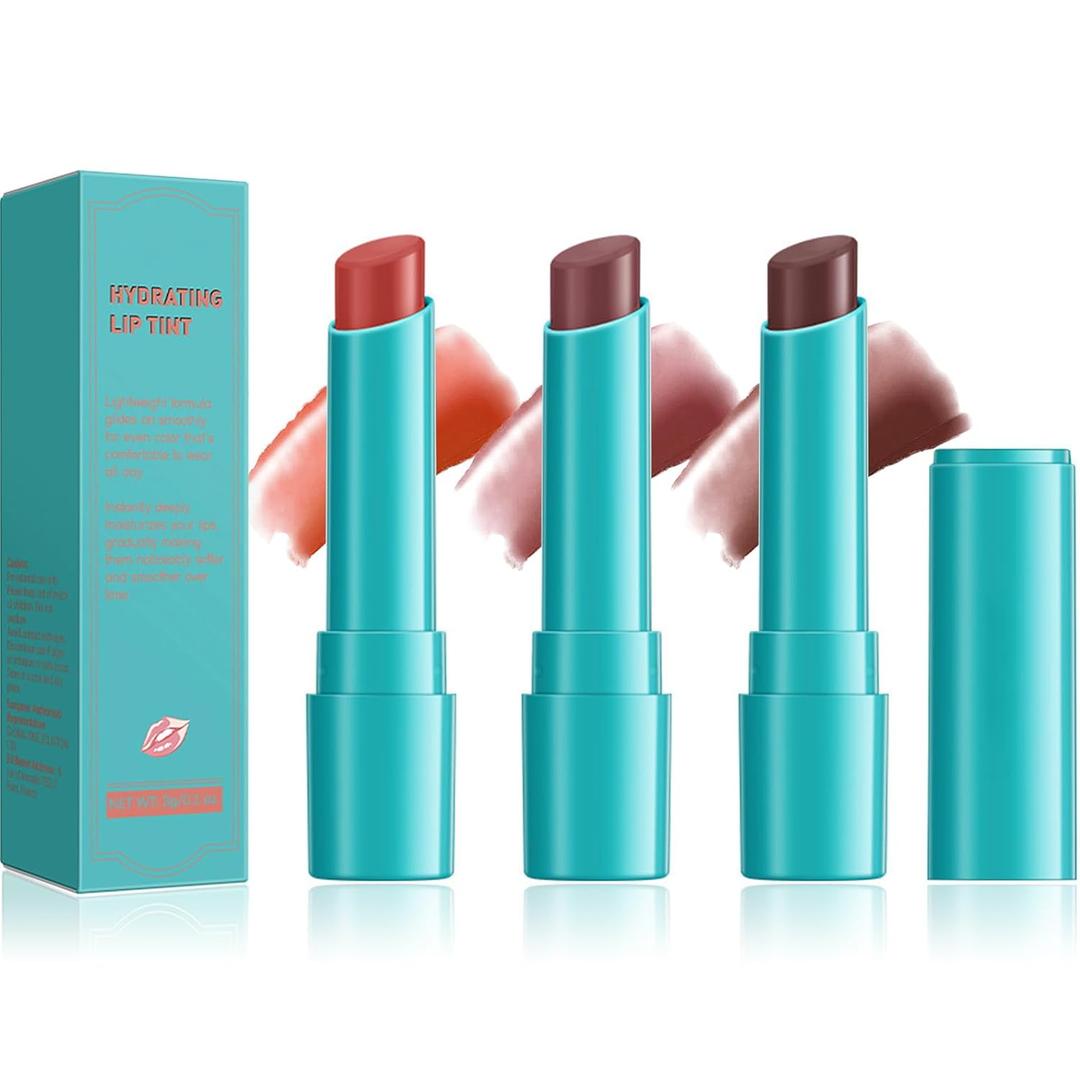 4PCS Hydrating Lip Tint Lipstick Set,Long-Lasting Matte Finish Moisturizing Tinted Balm,Natural Ingredients Strong Moisturizing Lipstick,Waterproof Lip Gloss Non-Stick Cup Lip Tint Stain(SET B)  