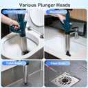 Toilet Plunger - Plungers for Bathroom Heavy Duty, Powerful Toilet Snake for Unclogging Plunger with Real-Time Pressure Indicator Plungers for Washbasin, Floor, Kitchen Clogged (Blue)