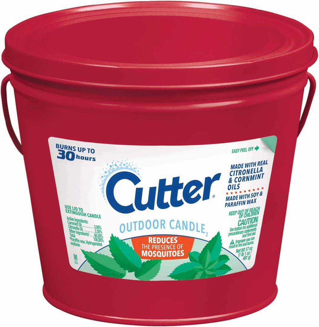 Cutter Candle, Outdoor Soy Wax Candle Made with Real Citronella Oil and Cornmint Oil Reduces The Presence of Mosquitoes with A Light, Fragrant Citronella and Mint Scent, 17 Ounces