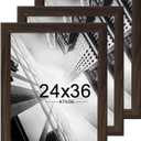 KTKDE 24x36 Poster Frame 3 Pack,Picture Frames Wooden Walnut 36 by 24 in for Pictures and Art Prints, Exhibition, Caffe Large Frame for Photos, best gift