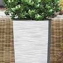 Heavy Duty Tall Planters for Outdoor Plants, Indoor Grande Plant Pots, Boxes, Trees, Flower Pots, 2-Piece Set, 3.4 Gallon, Modern Design, Built-in Drainage, Front Porch Decor, White
