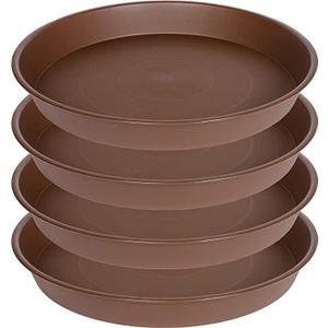 4 Pack of 16 inch Plant Saucer, Heavy Duty Round Plant Trays for Pots, Bird Bath Bowls, Plastic Plant Water Tray, Flower Plant Saucers for Indoors (16", Chocolate)