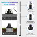 Street Light Pole 20Ft Tall, Outdoor Solar Street Lamp Post with Base,Sub-Assembly of Street Light Poles for Backyard, Street, Patio,Park,Parking,Walkway (20FT Black 114+76mm)