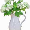 EUEUZLT Hydrangea Artificial Flowers Fake Hydrangeas - Silk Flowers 4 Pack 28 Inch Long with 12 Real Touch Blooms, Snowball Viburnum for Wedding and Home Decor (White)