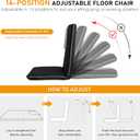 Floor Chair with Back Support 14-Position Adjustable Floor Chair Portable Ground Seating for Adults & Kids Foldable Meditation Seat with Japanese KOYO Bearings & Washable Linen Cover (Black)