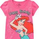 Disney Princess Lilo & Stitch Snow White Moana Minnie Mouse Birthday Girls Short Sleeve T-Shirt for Toddler and Big Kids (Pink)