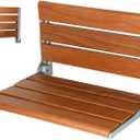 18" Folding Shower Seat Wall Mounted,Fold Down Shower Bench for Small Shower Space, Home Care Wood Stool for Inside Shower (Yellow)