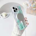 NITITOP Compatible with iPhone 16 Pro Case Clear Magnetic Compatible with MagSafe Cute Lily Flowers Floral for Women Girls Hard PC Back Shockproof Protective Phone Cover - Green