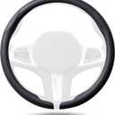 Aimato Nappa Leather Steering Wheel Cover, Ultra-Thin Car Steering Wheel Cover,Comfortable & Breathable Microfiber,Universal Fit for Most Cars, Black