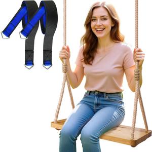 Tree Swing Seat for Adults & Kids, 500LB Capacity - Outdoor & Indoor Hanging Chair for Tree, Porch, Playset - Includes 1 Bamboo Swing + Adjustable Ropes, No Assembly Needed