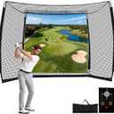Golf Net with Simulator Impact Screen and Target Cloth, 10x8ft Golf Practice Net for Backyard, Portable Heavy Duty Golf Hitting Net for Outdoor Indoor