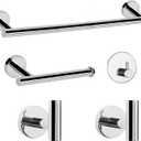NearMoon 5 Pcs Bathroom Hardware Set SUS 304 Thicken Stainless Steel-Towel Bar Set Include 16" Towel Rod+Toilet Paper Holder+3 Multifunctional Hooks Bathroom Accessories (Chrome Finish)
