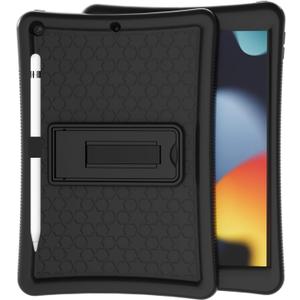 Case for iPad 9th/8th/7th Generation 2021/2020/2019(10.2 inch), Heavy Duty Shockproof Rugged Protective 10.2" Cover with Built-in Stand for iPad 9 8 7 Gen (Black+Black)