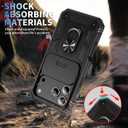 For iPhone 17 Pro Case with All-Angle Rotating Kickstand & Sliding Camera Cover - Heavy Duty Shockproof Protective Cover, Black