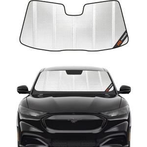 Windshield Sun Shade for Ford F150 2004-2008, Lincoln Mark LT 2006-2007. Reflective Aluminum Film Front Window Sunshade - BLAZBLOCK (Shiny Silver Classic)