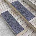 Aucuda 2pcs 8.5" x 30" Stair Treads Outdoor for Elders and Dogs on Wooden Steps, Non Slip Stair Runner Rug Heat Insulation Rubber Backing, Gray Stone Staircase Mat Carpet for Indoor Grip Farmhouse.