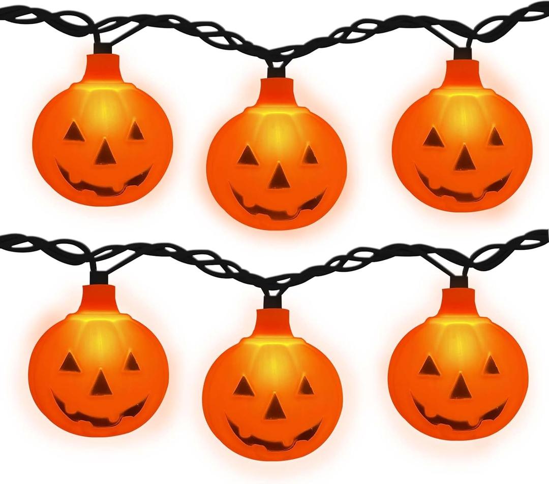 Halloween String Lights, 8.5Ft LED Pumpkin Lights String Lights Plug in, 10 Pumpkin String Light Connectable Indoor/Outdoor Halloween Decorations