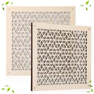 Chunful 2 Pcs Wood Ceiling Vent Covers Fit 10 x 10 Inches Decorative Vent Cover Grille with Mesh Filter 0.28 Inch Thick Paintable Wall Register for Sidewall Wall Home Bathroom Office, 2 Mounting Way