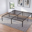 Sweetcrispy 16-in H King Black Metal Platform Bed Frame with Steel Slats