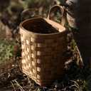 Hanging Wall Basket, Woven Woodchip Wicker Storage Basket, Portable Wall Hanging Flower Basket Organizer Fruit Vegetable, Wall Decor Flower Basket Rattan Box for Garden Farmhouse (Brown)