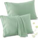 Vonty 2 Pack King Pillow Cases - 20x40 Inch, 1800 Thread Count Microfiber Pillowcases King Size Sage Green Pillow Cases Luxury & Soft Embroidered Bed Pillow Covers with Envelope Closure