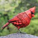 Cardinal Statue Metal Bird Garden Decor - Metal Yard Art - Outdoor Sculptures & Statues - Large Red Bird - Ornaments for Patio Balcony - Sympathy Gift