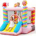 Candy Bounce House for Kids Ages 3-6, Sweet Inflatable Bouncy Castle with Slide, Indoor Outdoor Small Jumping House with Blower, Mini Toddler Bounce Castle for Birthday Gifts and Holidays