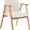 Accent Chair, Mid Century Modern Armchair, Comfy Reading Chair with Soft Seat & Solid Wood Legs for Living Room, Office, Bedroom, Vanity (White)