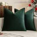 MIULEE Pack of 2 Christmas Decorative Velvet Throw Pillow Cover Soft Pillowcase Solid Square Eruo Sham Cushion Case for Winter Sofa Bedroom Car 24x24 Inch 60x60 Cm Army Green