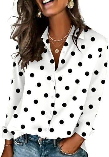 Zeagoo Womens Button Down Shirts Lantern Long Sleeve Blouse Business Casual Work Tops Floral Printed Outfits S