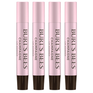 Burt's Bees Shimmer Lip Tint Set, Tinted Lip Balm Stick, Moisturizing for All Day Hydration with Natural Origin Glowy Pigmented Finish & Buildable Color, Champagne (4-Pack)