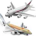 Airplane Toys, Bump and Go Action, Pull Back Die Cast Model Plane with Lights & Sounds, 3D Anatomy View, Aircraft Vehicles Gift for Kids Toddler Boys Ages 3+(White)