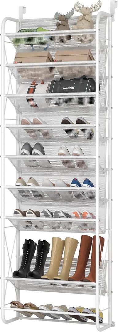 10 Tier Shoe Rack Hanging Shoe Storage the Door Shoe Rack for Closet Pantry Over The Door Shoe Organizer Wall Floating Shelves (Matte White)