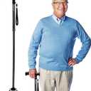 Walking Cane for Men & Women - Walking Stick for Seniors with Autonomous Standing Base - Foldable, Adjustable, Collapsible Canes with Freely Rotating Base and Soft TPR-Coated Handle