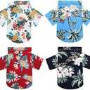 Weewooday 4 Pieces Pet Summer T-Shirts Hawaii Style Floral Pet Dog Shirt Breathable Cool Clothes Beach Seaside Puppy Sweatshirt for Small Puppy (Cute Style, Medium)
