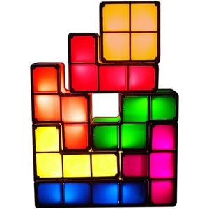 7 PCS Stackable Night Light 3D Puzzles Toy 7 Colors Magic Blocks Induction Interlocking LED Novelty Desk Lamp Lighting DIY for Teens and Adults Home Deco Great Gift for Birthday