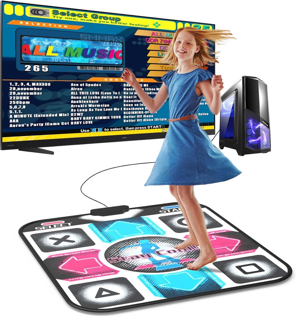 USB Dance Mat for PC/Computer, Upgraded Dance Pad for Home Entertainment & Exercise, Dancing Game Installer Included, Only Compatible with Windows System (Pattern-A)