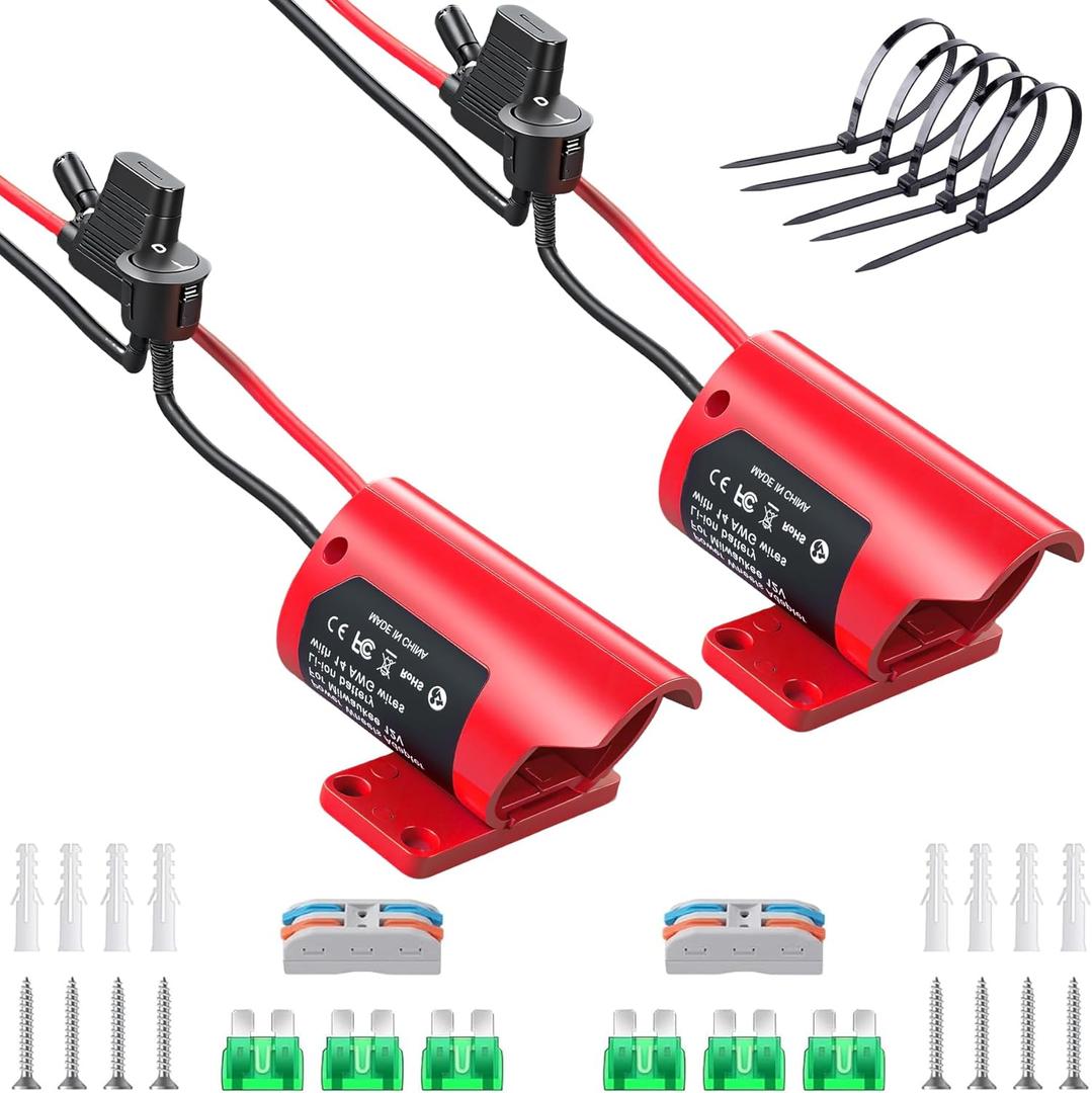 Milwaukee M12 Battery Adapter : 12V Conversion Kit with Switch, Fuse, Wire Terminals, 12AWG Wire & Power Connector-Ideal for DIY RC Car Toys and Robotics -1Pack