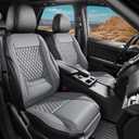 Premium Perforated Napa Leather Car Seat Covers Semi Universal Fit with Lumbar Support, Storage Bag for SUV Sedan Truck (Gray, Front Row Two Seats)