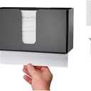 IEEK Paper Towel Dispenser Wall Mount Acrylic Paper Towel Holder for Bathroom Office and Kitchen,Hand Towel Dispenser Fits Multi-Fold Paper Towel,C-Fold, Zfold,Tri fold Paper Towels,Black