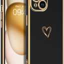BENTOBEN Compatible with iPhone 15 Case, Phone Case iPhone 15, Cute Heart Pattern Slim Fit Thin Soft Flexible Shockproof TPU Bumper Non-Slip Lightweight Women Girl Protective Cover, Black