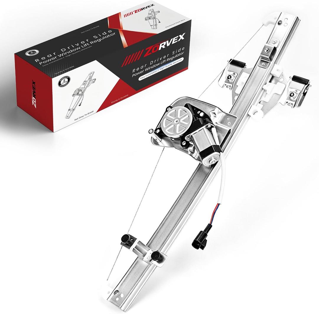Window Regulator Rear Left Driver Side fits for 2007-2013 Chevy Silverado & GMC Sierra 1500 2500HD 3500HD,W/Motor[2 Pins] - Replaces 741-388