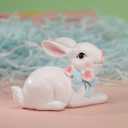 Set of 3 Easter Bunny Figurines, Cute Resin Rabbit Decorations with Easter Tabletop Decor, Spring Indoor Home Decor