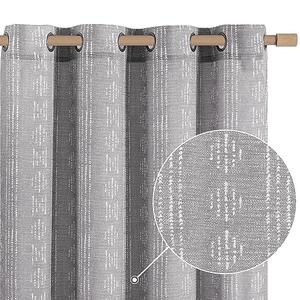 jinchan Boho Curtains for Living Room Farmhouse Grey Curtains 56x56 Inch Length for Bedroom Grommet Semi Sheer Drapes Geometric Striped Printed Mudcloth Light Filtering 2 Panels Set